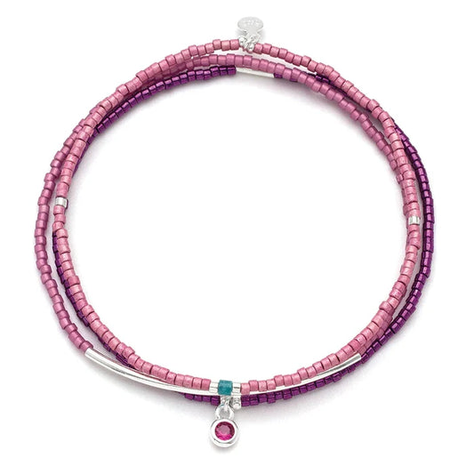 Bracelet Trio- Fuchsia/Silver - Madison's Niche