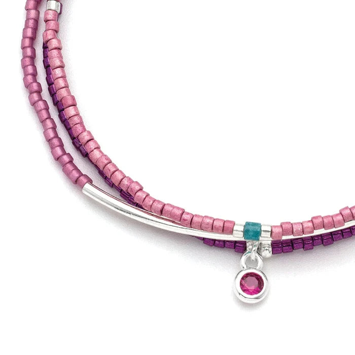 Bracelet Trio- Fuchsia/Silver - Madison's Niche