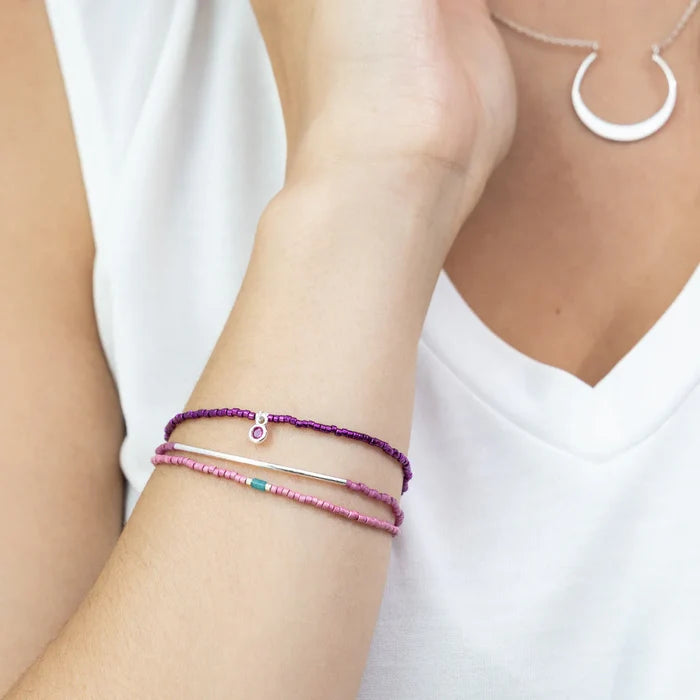 Bracelet Trio- Fuchsia/Silver - Madison's Niche