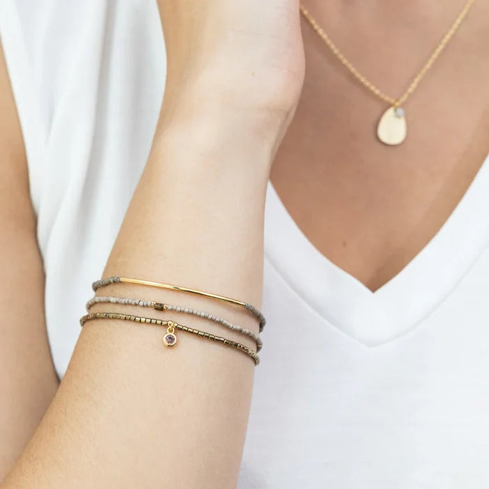 Bracelet Trio- Pewter/Gold - Madison's Niche