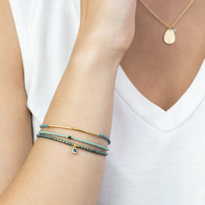 Bracelet Trio- Turquoise/Gold - Madison's Niche