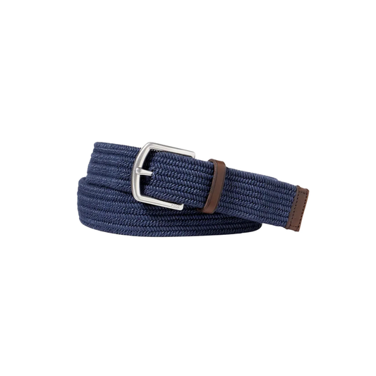 Braided Fabric Stretch Belt in Blue