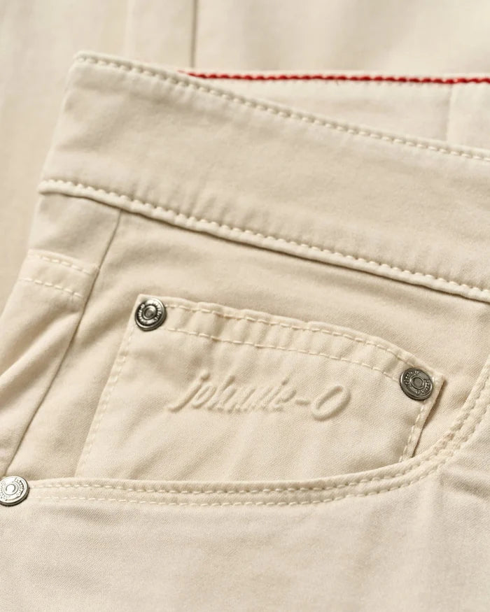 Carmel Sateen 5-Pocket Pants in Stone - Madison's Niche