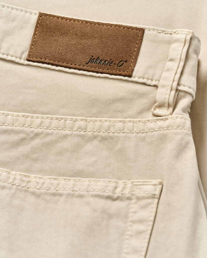 Carmel Sateen 5-Pocket Pants in Stone - Madison's Niche