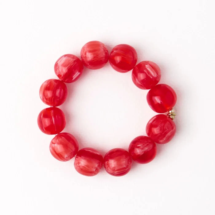 Cece Large Resin Bead Bracelet Red