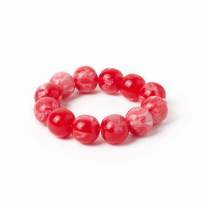 Cece Large Resin Bead Bracelet Red