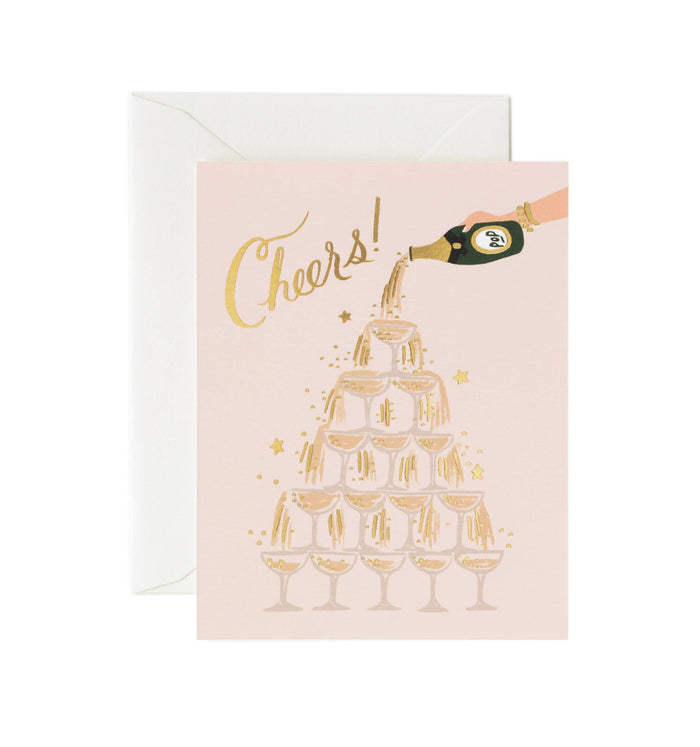 Champagne Tower Cheers Card.