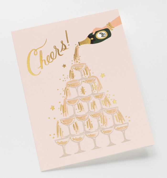 Champagne Tower Cheers Card.