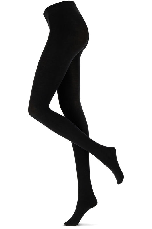 Black chantal 120 denier  tights on a white background
