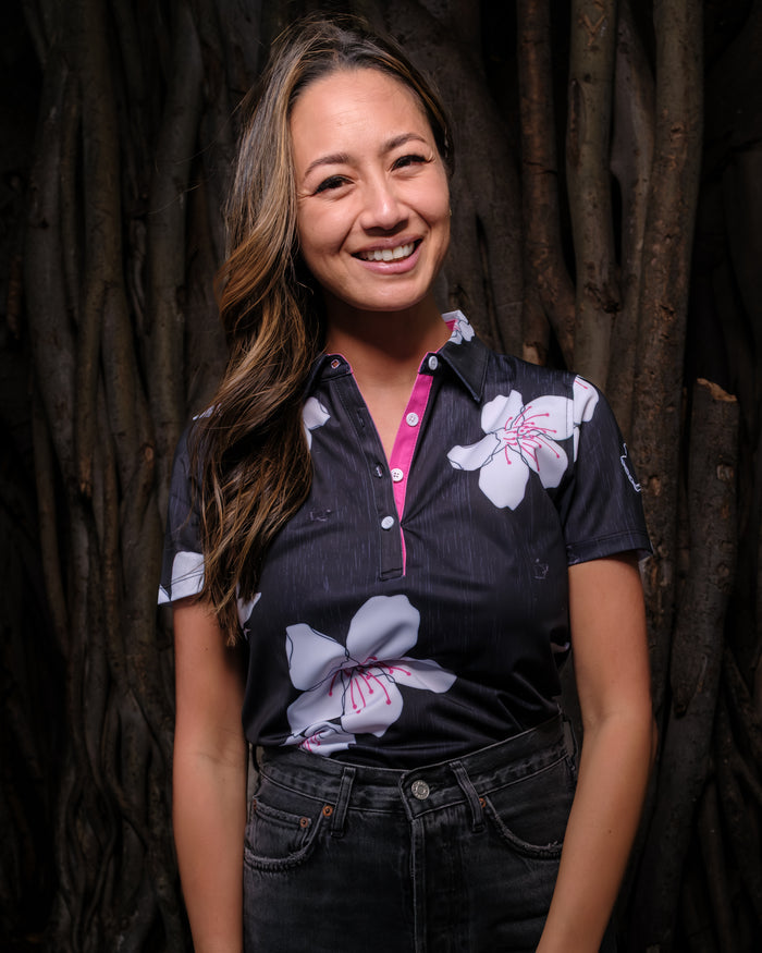 "Cherreh" Sakura Night - OGA Women's Polo - Night / Pink