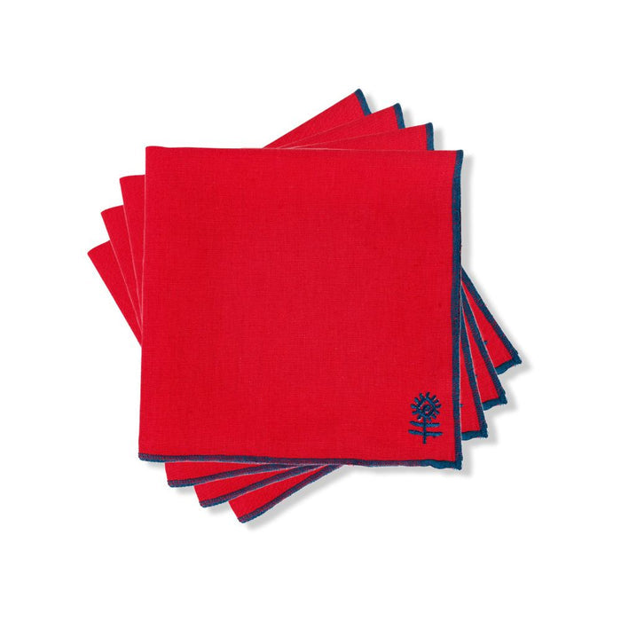 Cherry + Peacock Icon Linen Napkin