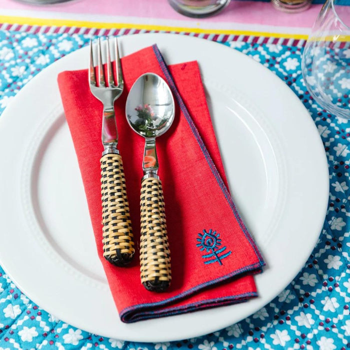 Cherry + Peacock Icon Linen Napkin