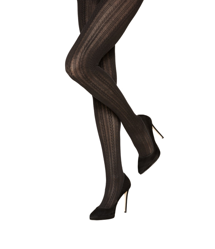 Black chevron stripe design tights by Charnos