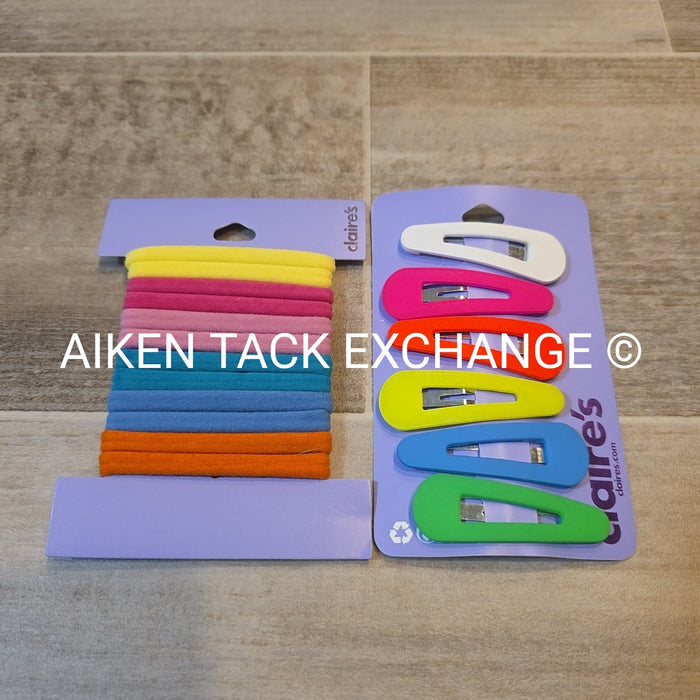 Claire's Hair Bundle - 1 Pack of Hair Ties, 1 Pack of Hair Clips