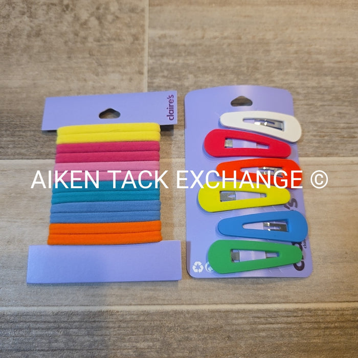 Claire's Hair Bundle - 1 Pack of Hair Ties, 1 Pack of Hair Clips