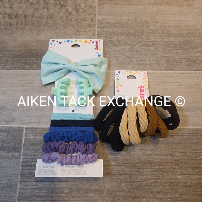 Claire's Hair Bundle - 2 Packs of Hair Ties, 3 Hair Clip
