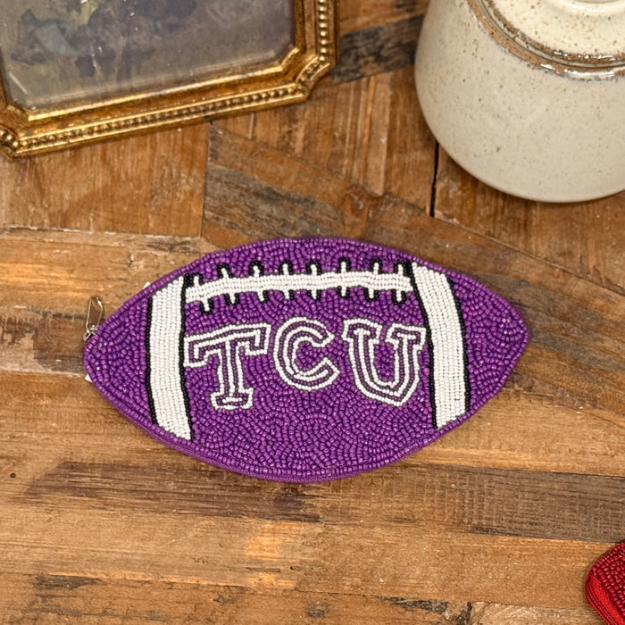 Collegiate Football Beaded Bag