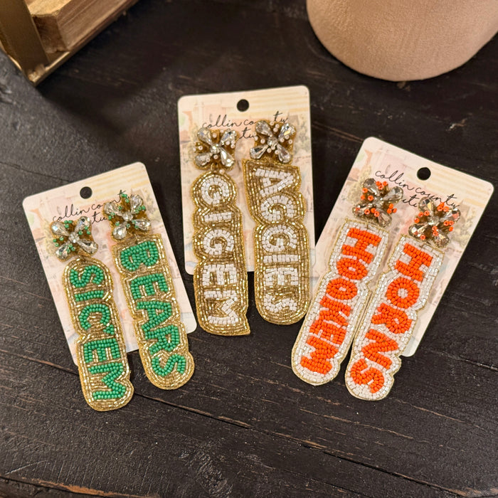 Collegiate Slogan Earrings