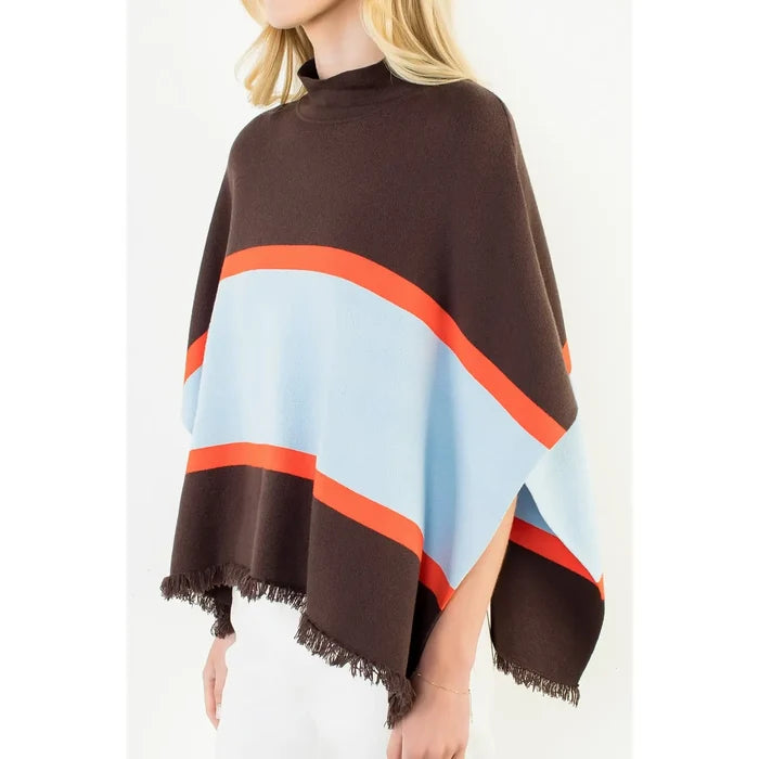 Colorblocked Poncho