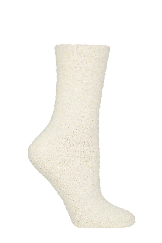 Cream textured sock on a white background