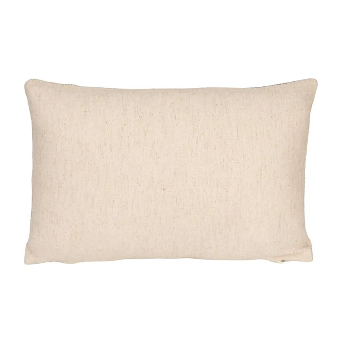 Cotton and Jute Embroidered Lumbar Pillow with Flower Pattern - Madison's Niche