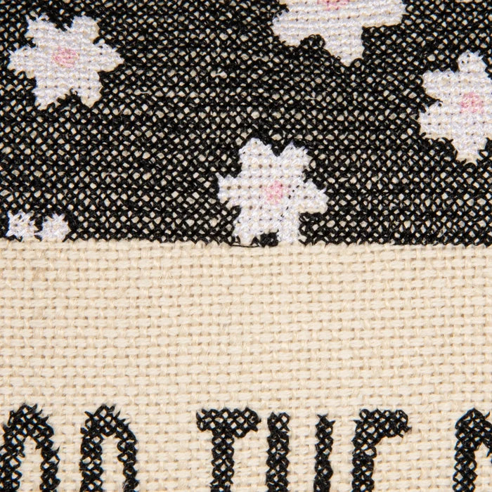 Cotton and Jute Embroidered Lumbar Pillow with Flower Pattern - Madison's Niche