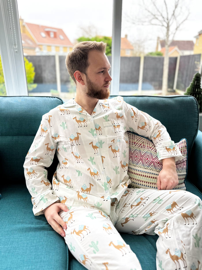 COTTON Camel Pyjama set with elastic bottoms - LONG set