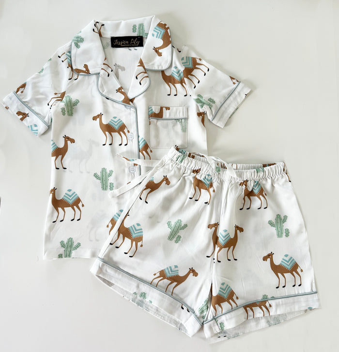 COTTON Camel Pyjama set with elastic bottoms - Short set