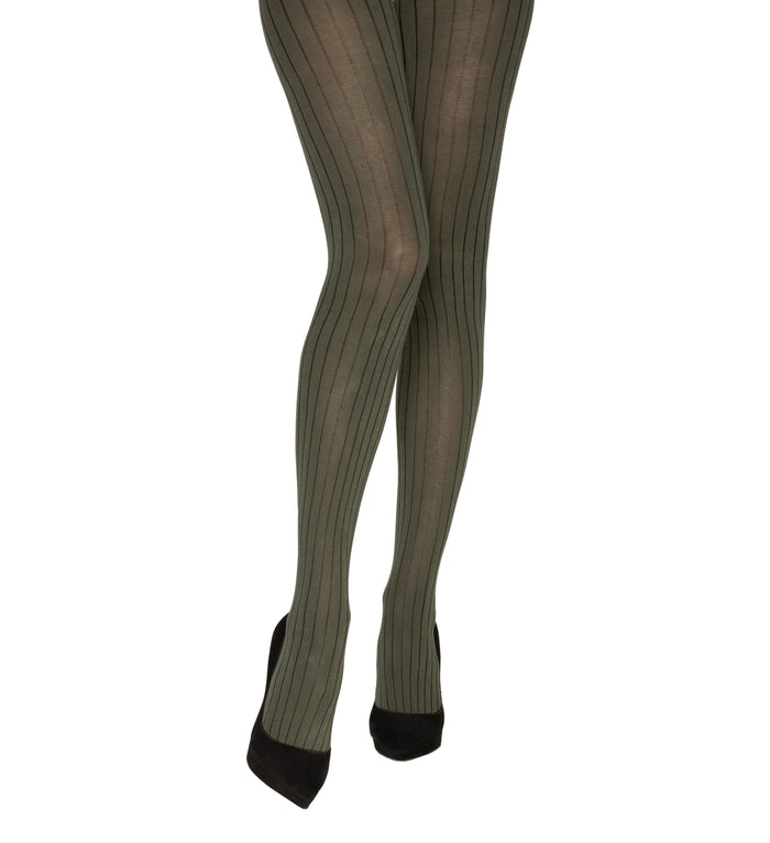 Charnos cotton rib tights in a sage colour