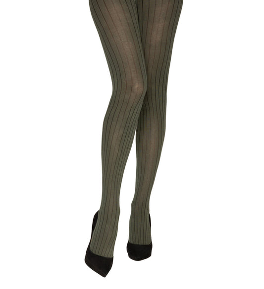 Charnos cotton rib tights in a sage colour