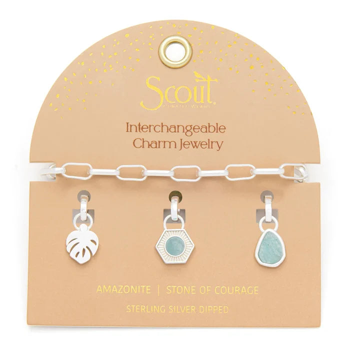 Courage Interchangeable Charm Bracelet in Amazonite Silver - Madison's Niche