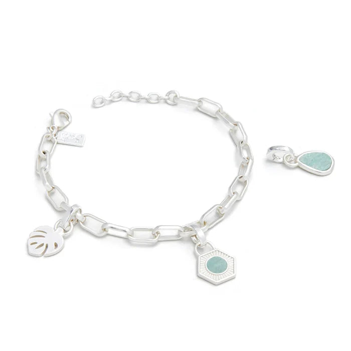 Courage Interchangeable Charm Bracelet in Amazonite Silver - Madison's Niche