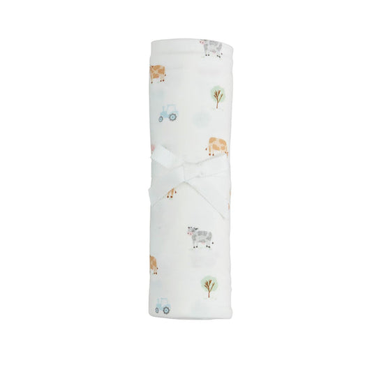 Cow Farm Gingham Soft Swaddle - Madison's Niche