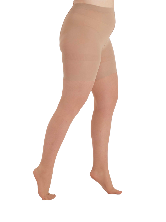 Nude  tights worn by a person on a square background