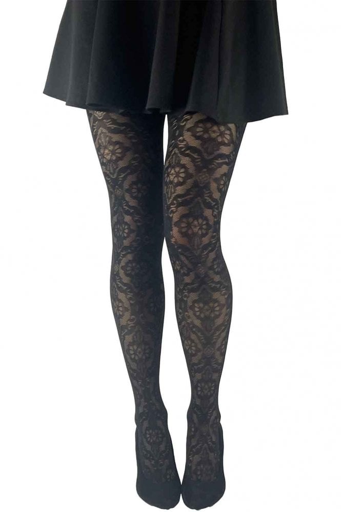 Gipsy Damask Lace Tights worn by model on a white background