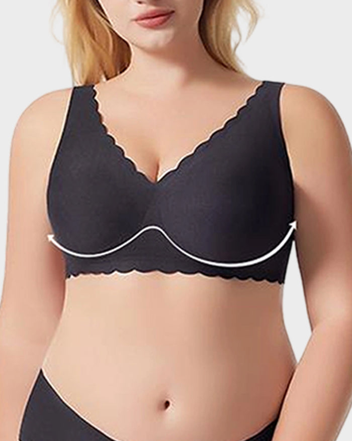 Deep V Seamless Scalloped Wireless Lift Bra