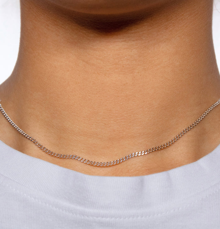 Diamond Cut Curb Chain, Sterling Silver By the Inch