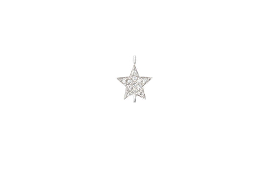 Diamond Pavé Star Connector, 14k Solid White Gold