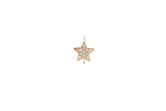 Diamond Pavé Star Connector, 14k Solid Yellow Gold