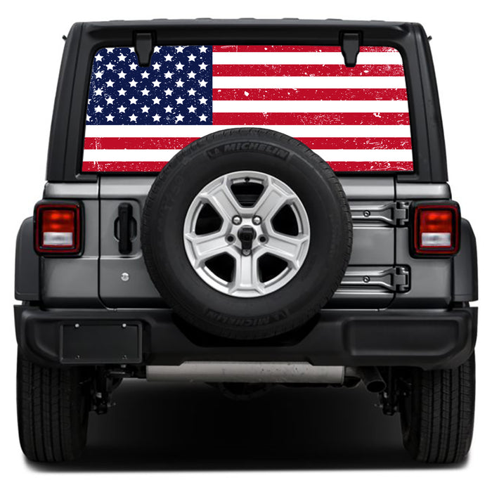 Distressed Old Glory Rear Window Decal