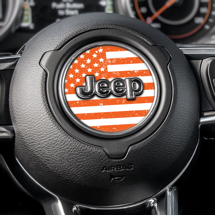 Distressed White & Orange Steering Wheel Decal