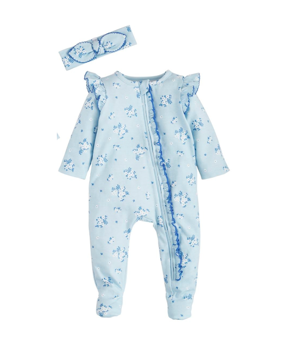 Ditsy Blue Floral Sleeper - Madison's Niche
