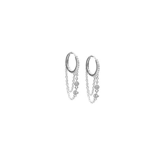 Double Chain Huggie in Silver - Madison's Niche