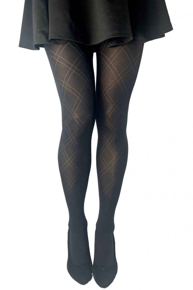 Gipsy double diamond patterned tights with light control tops