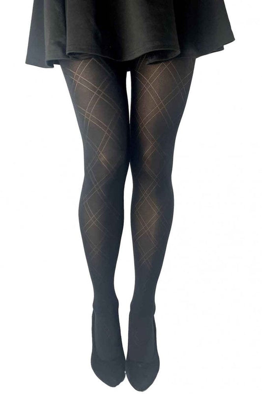 Gipsy double diamond patterned tights with light control tops