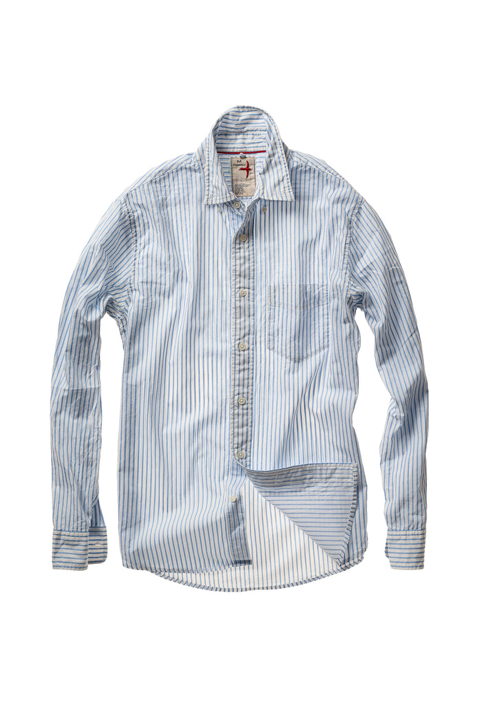 Dress Blues - White with Blue Dobby Stripe
