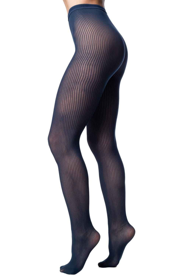 Zaffia mesh ribbed tights worn by a person on a white background