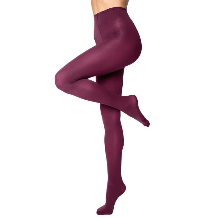 Dark Cherry  tights worn by a person on a white background