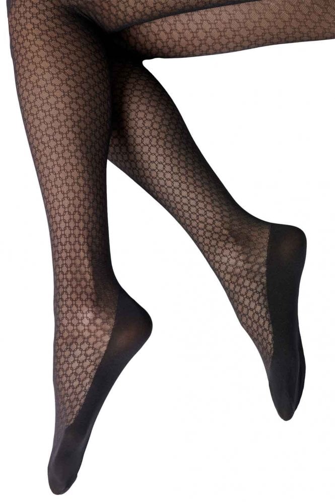 Eco Sneakers Black Chain Tights By Oroblu on a white background