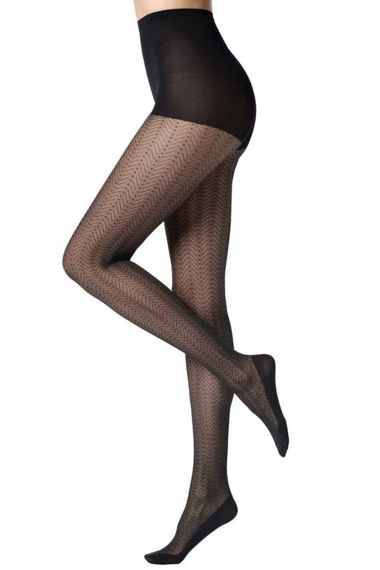 Oroblu Eco Sneaker Black Design Patterned Tights on a white background